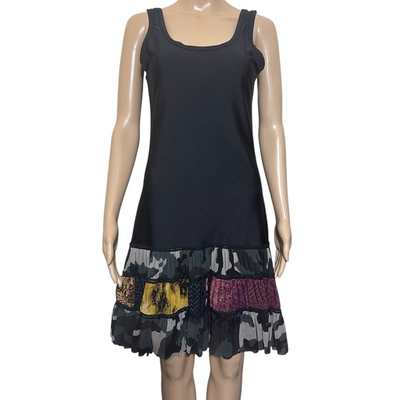 Jean Paul Gaultier Black Dress with Colorful Hem - Picture 1 of 12